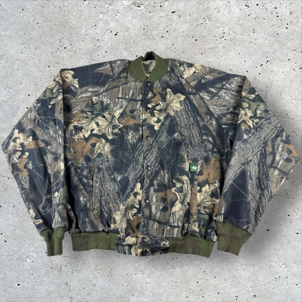 Vintage Mossy‎ Oak Camo Bomber Jacket Men's XL USA Cut 274A Haas 90s